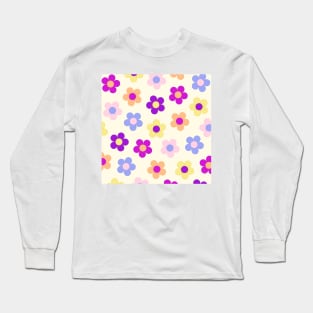 Flower Power Pattern on Yellow Long Sleeve T-Shirt